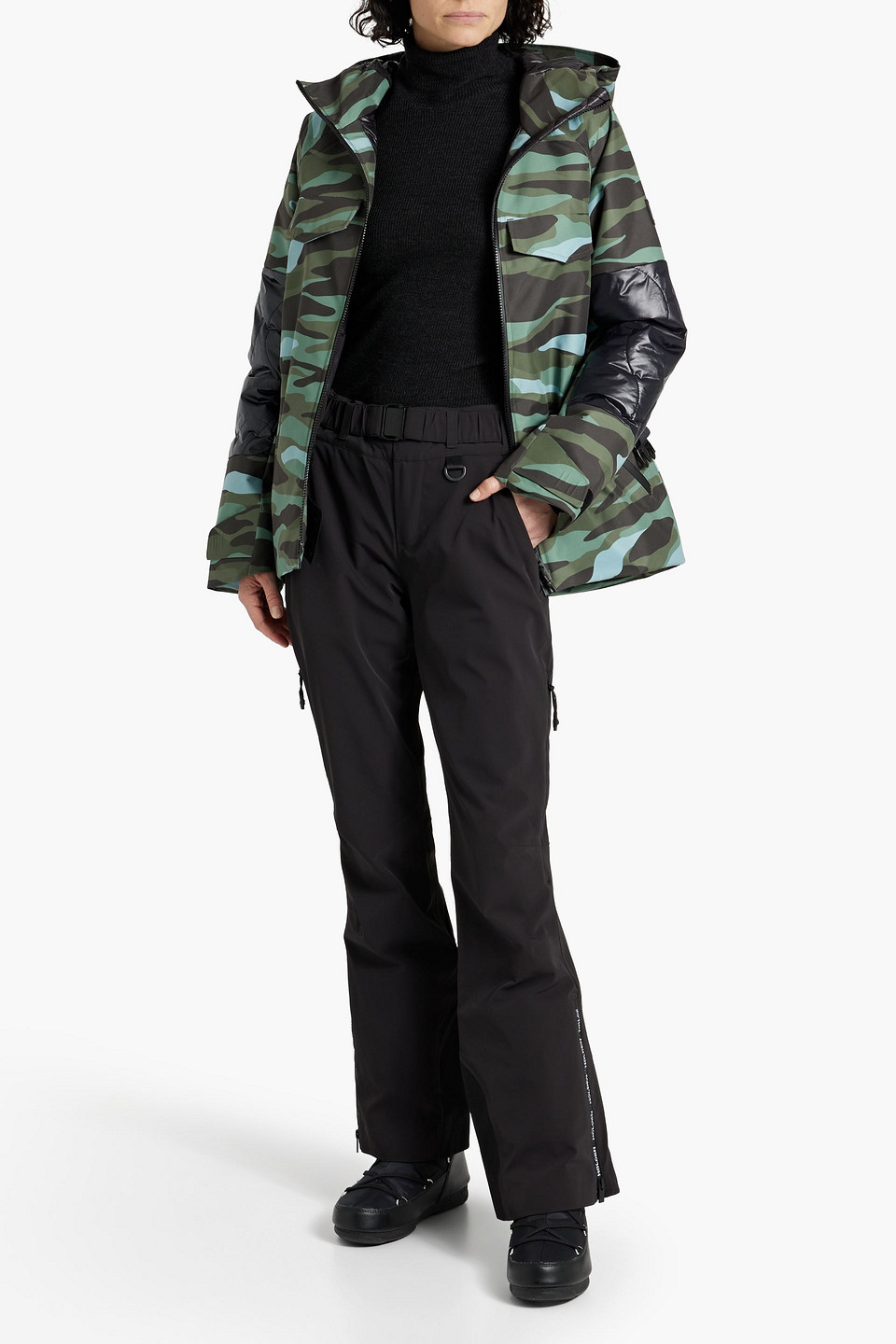 Holden Quilted Camouflage-print Hooded Ski Jacket In Army Green