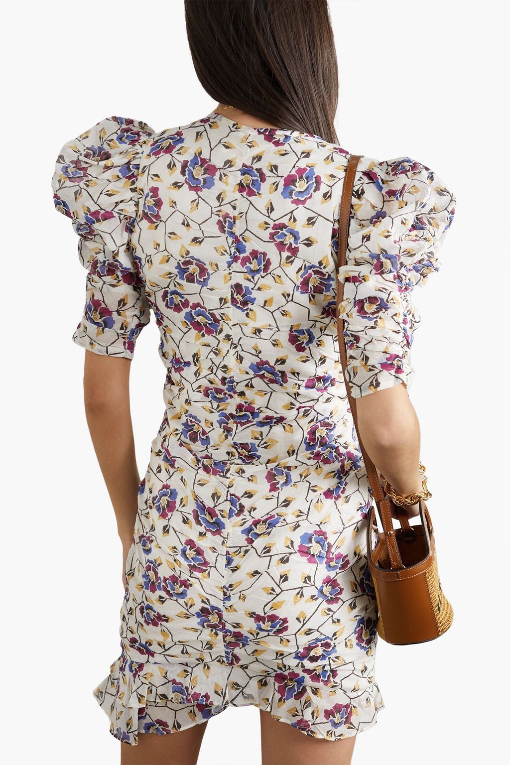 MARANT ÉTOILE Sireny gathered floral-print cotton-voile mini dress