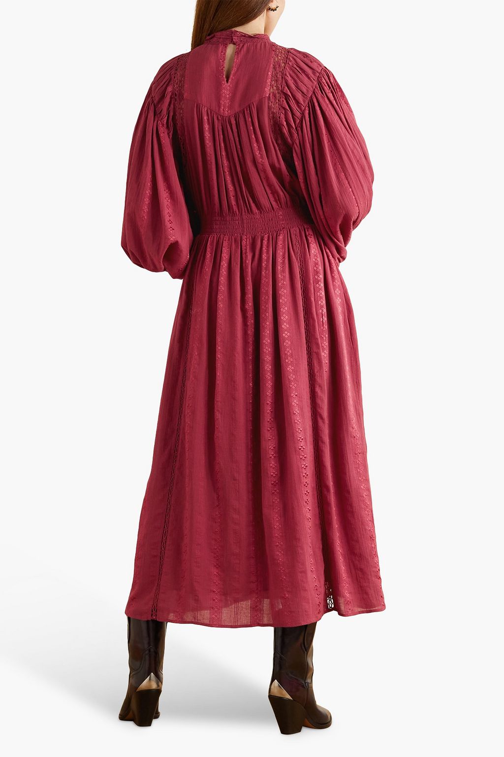 MARANT ÉTOILE Jaena lace-trimmed embroidered cotton-blend gauze maxi dress