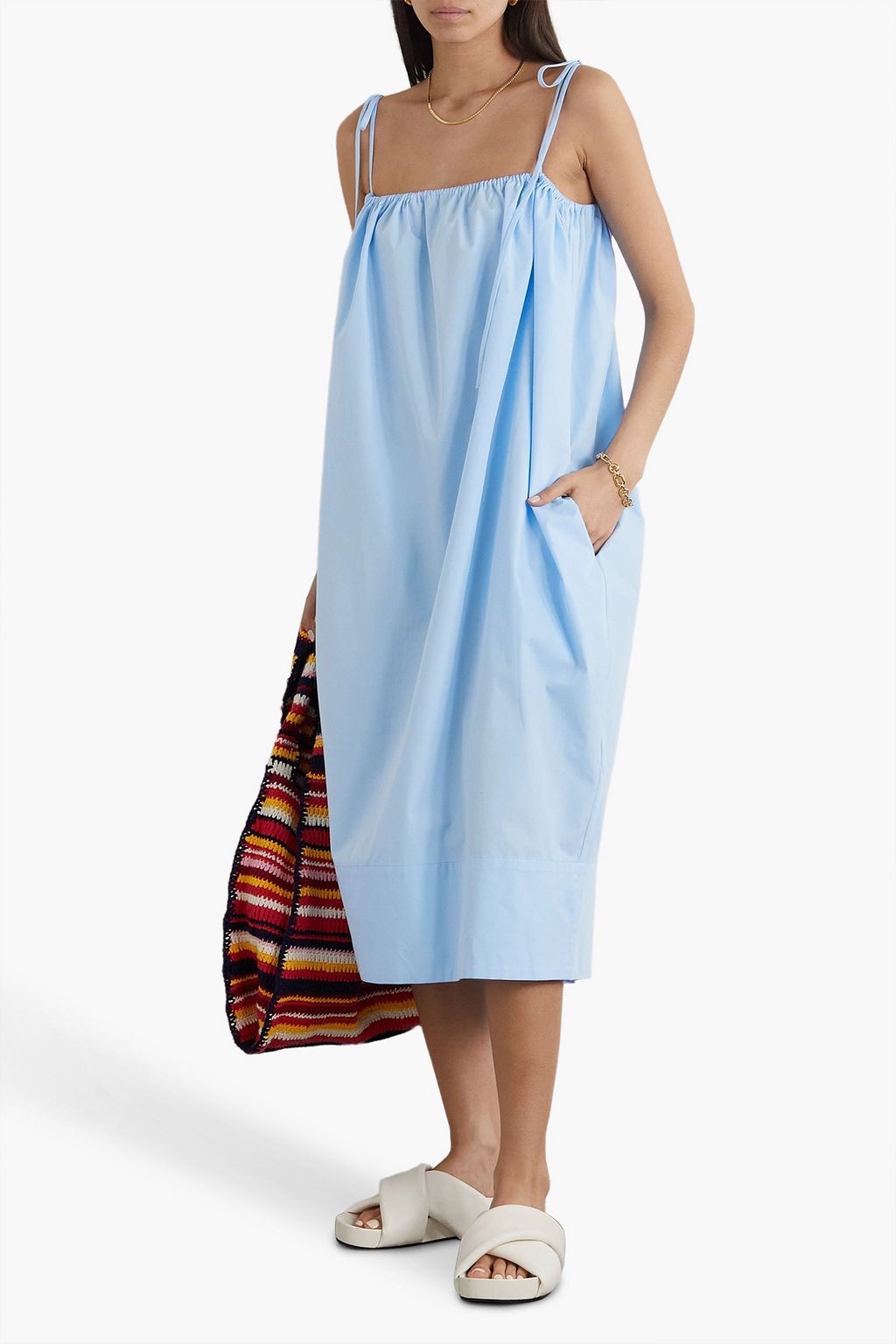 KING & TUCKFIELD Gathered cotton-poplin midi dress | Sale up to 70% off ...