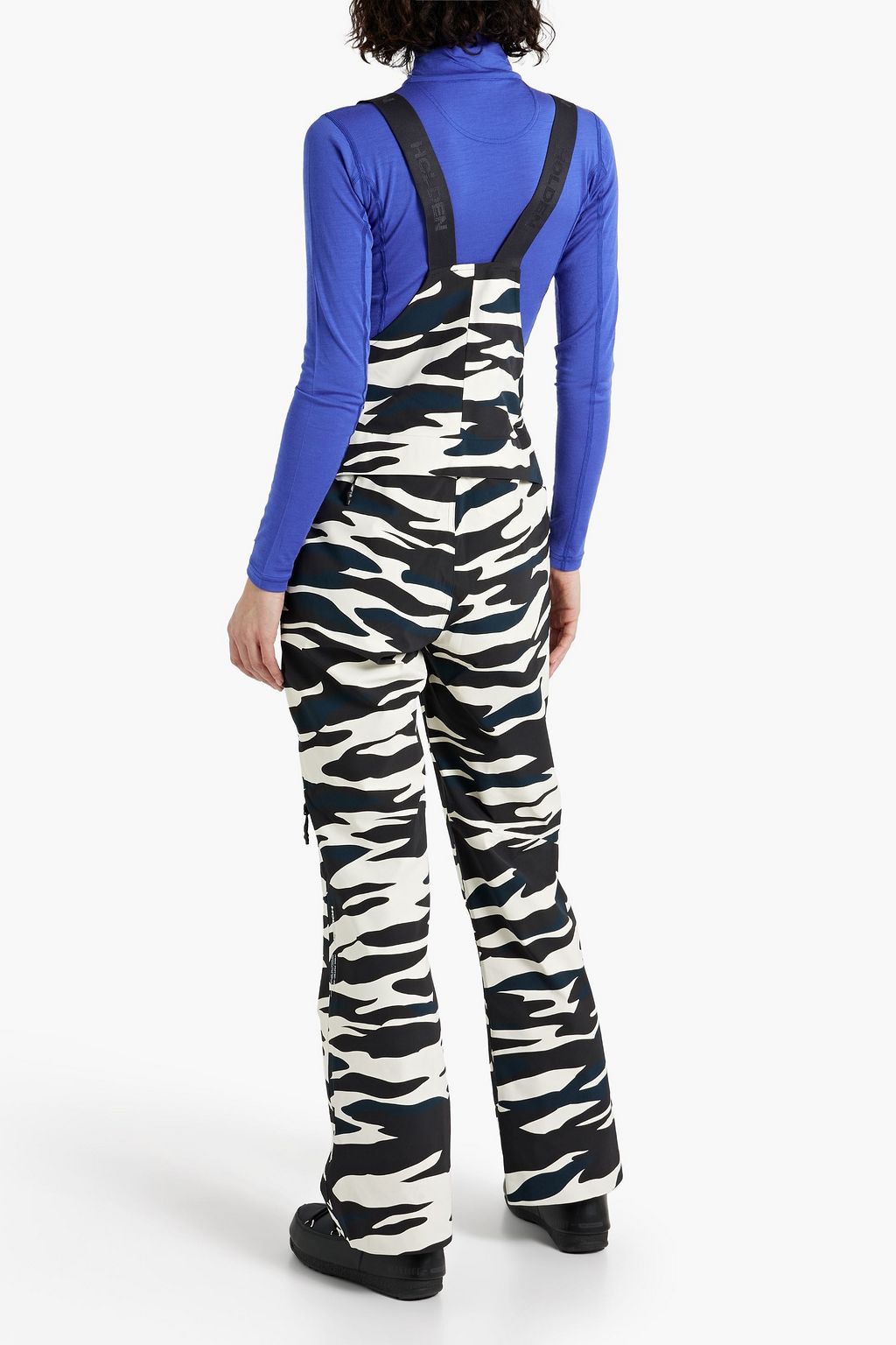 HOLDEN Zip-detailed zebra-print shell ski salopettes