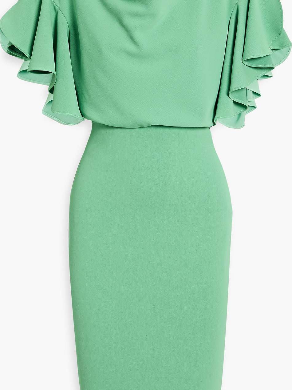 ruffled draped crepe dress