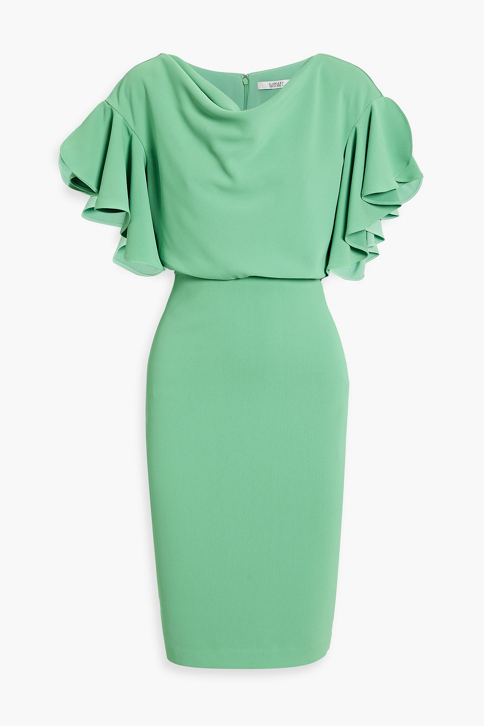 Badgley Mischka Women's Cascade Flounce Sleeve Sheath Dress In Spearmint