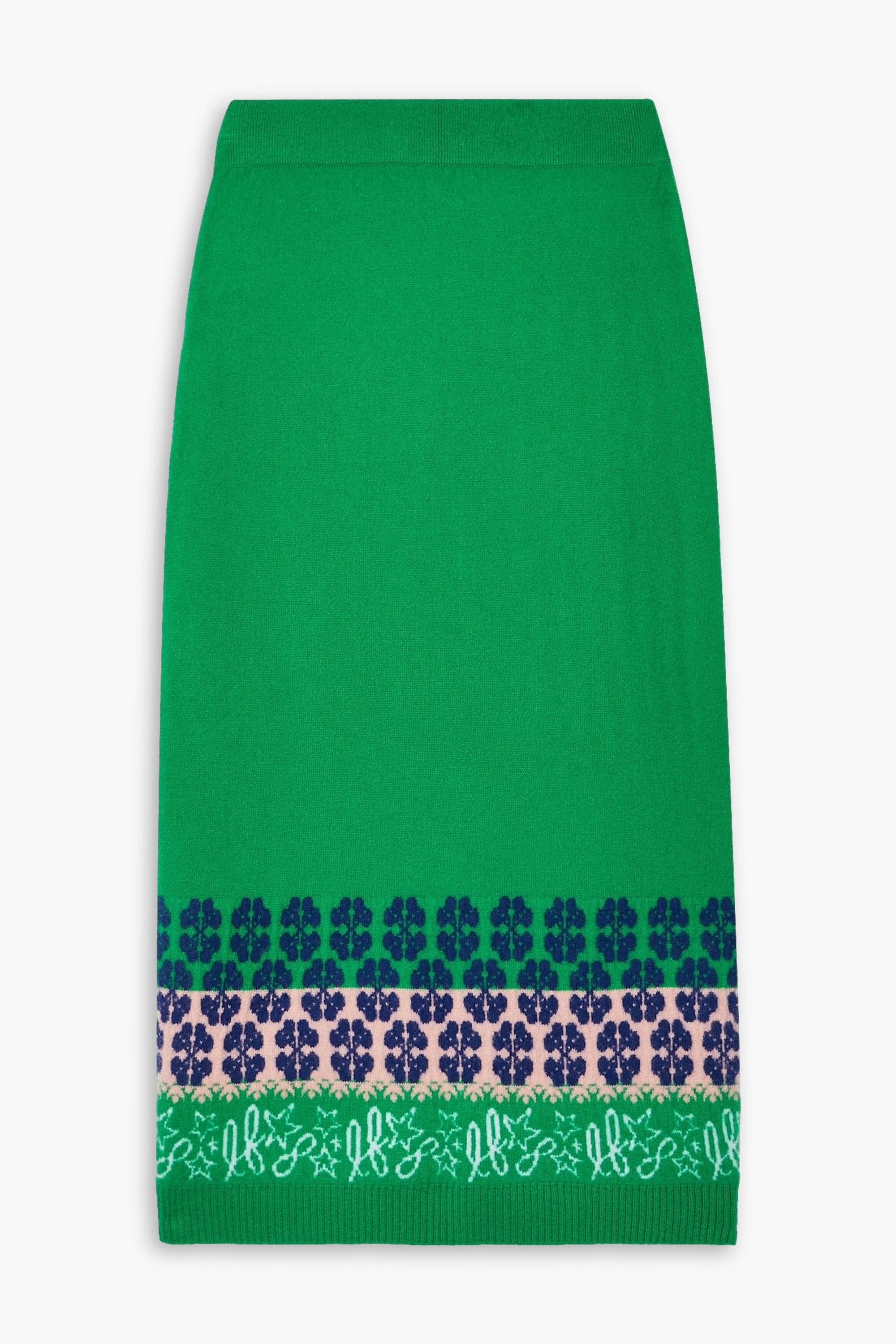 Lingua Franca Jacquard-knit cashmere midi skirt