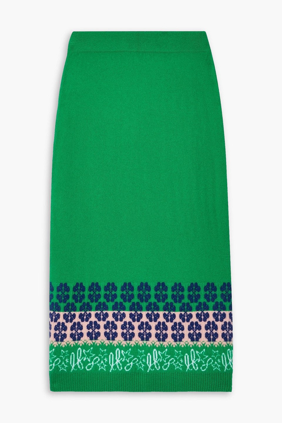 Jacquard-knit cashmere midi skirt