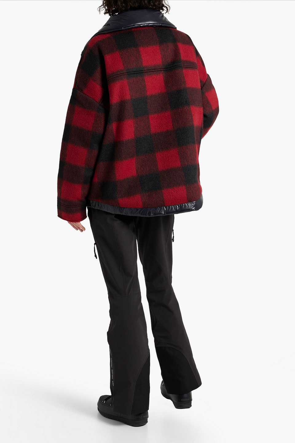 Shop Holden Reversible Checked Flannel Half-zip Jacket In Crimson