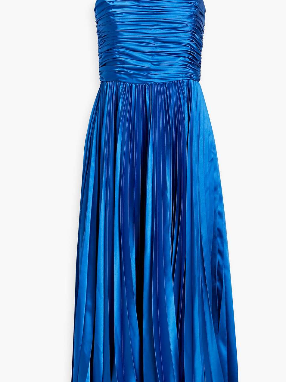 heba pleated satin midi dress
