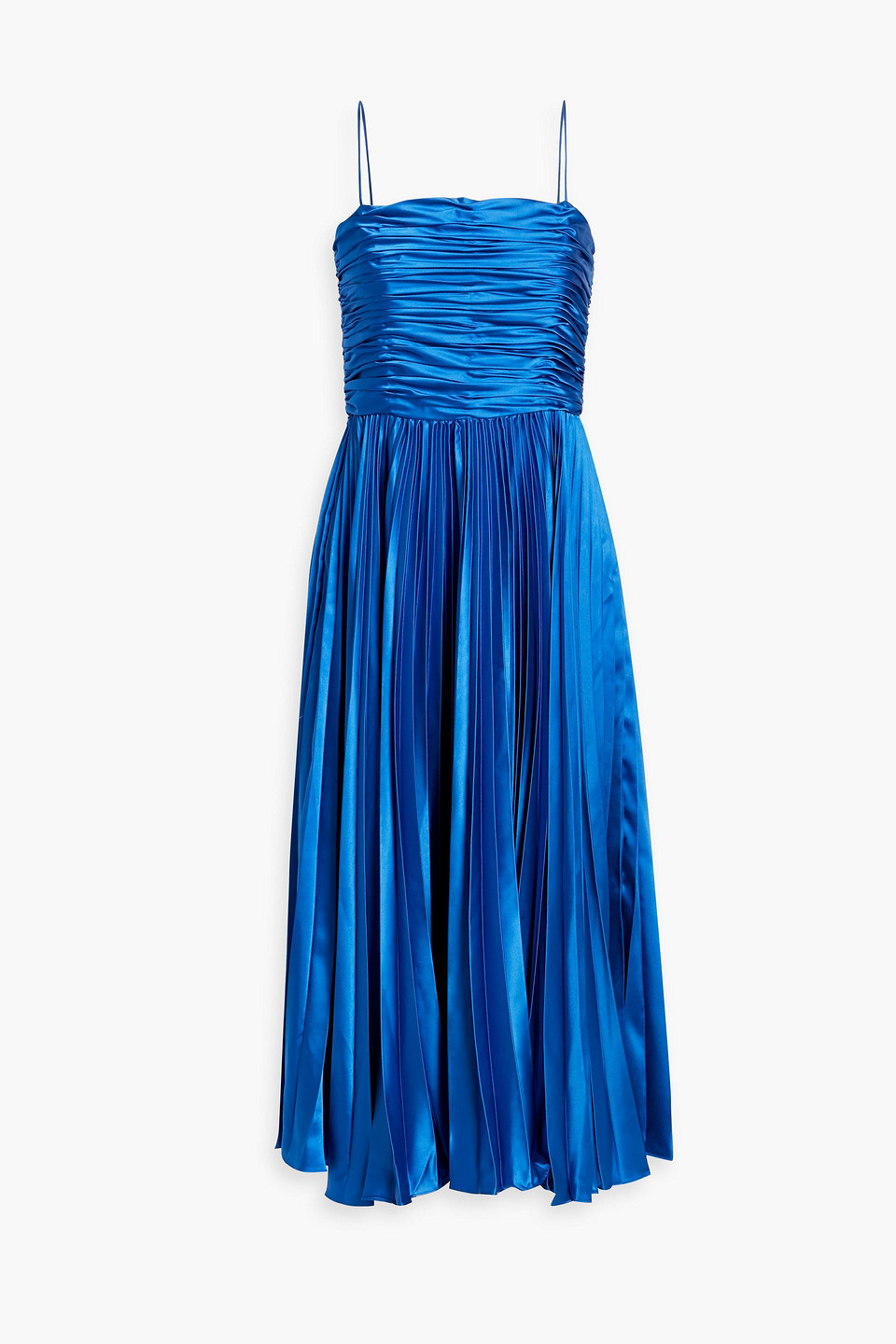 Amur Women's Heba Pleated Satin Midi-dress In Brilliant Blue