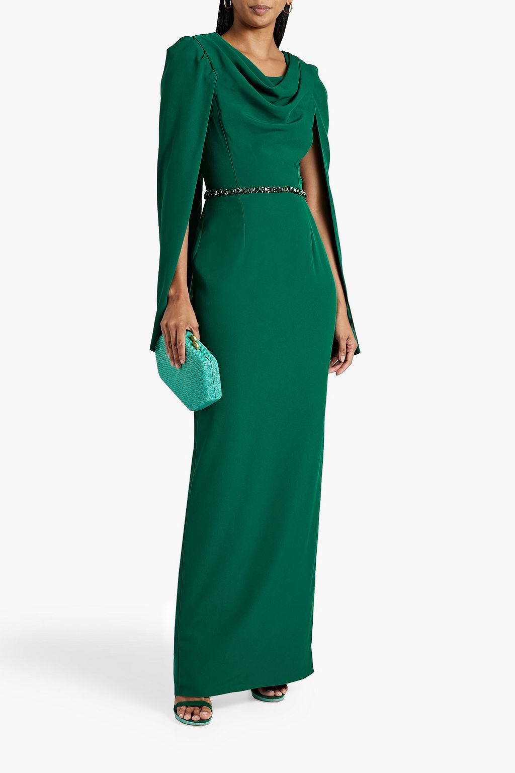 JENNY PACKHAM فستان سهرة بأسلوب الكاب بتصميم مزركش