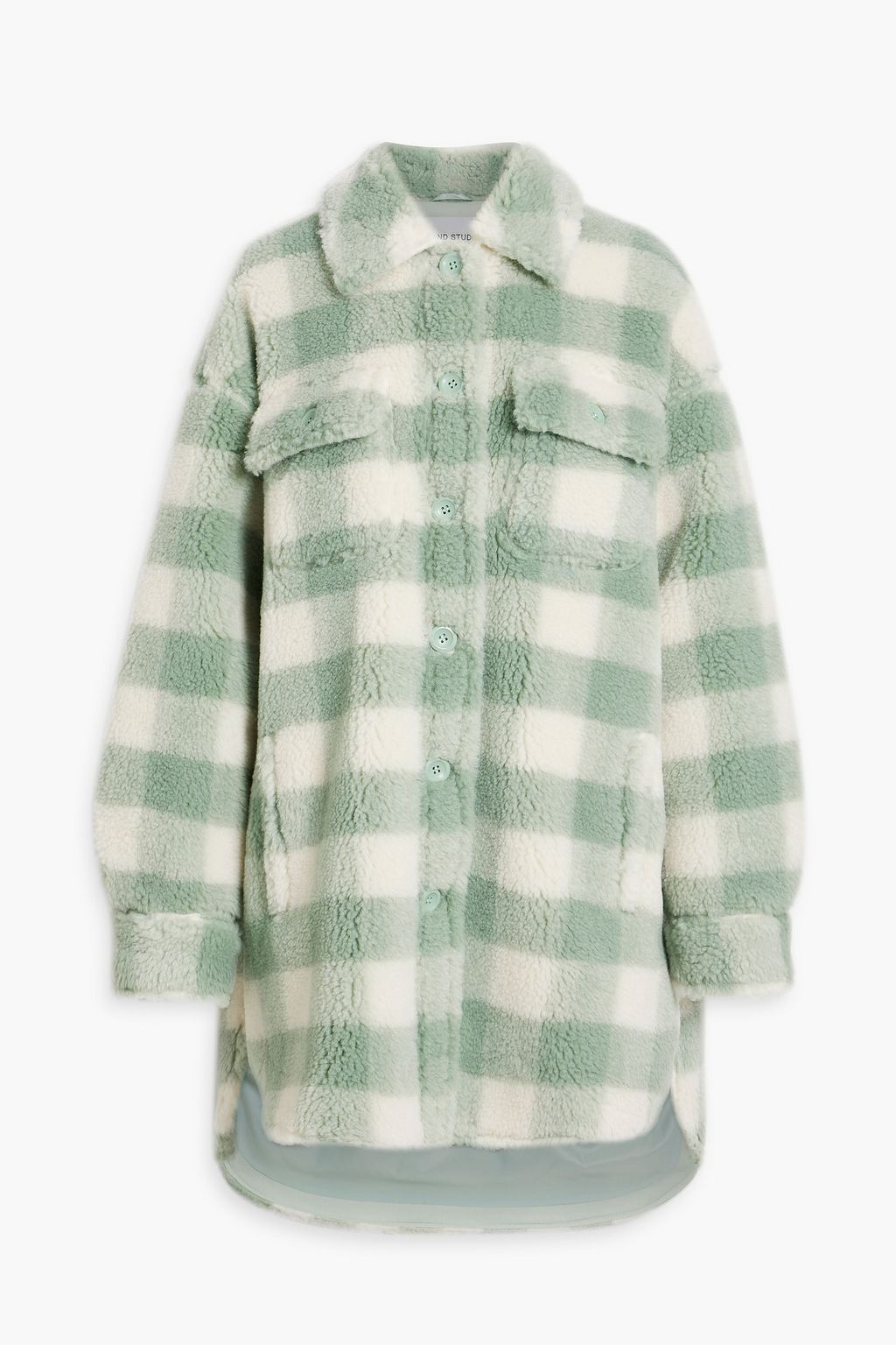 STAND STUDIO Sabi oversized checked faux shearling jacket THE OUTNET