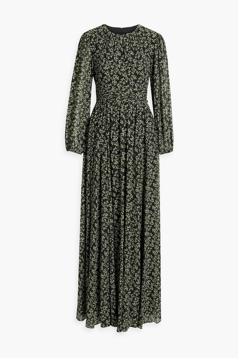 Floral-print metallic fil coupé crepe maxi dress