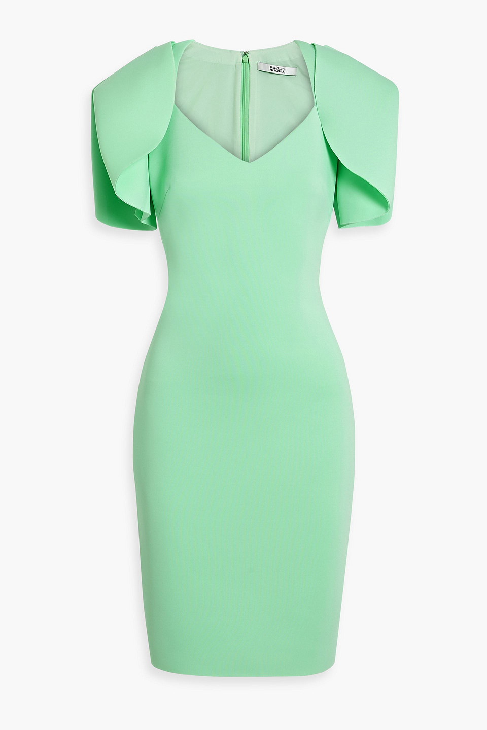 Badgley Mischka Ruffled Scuba Dress In Mint