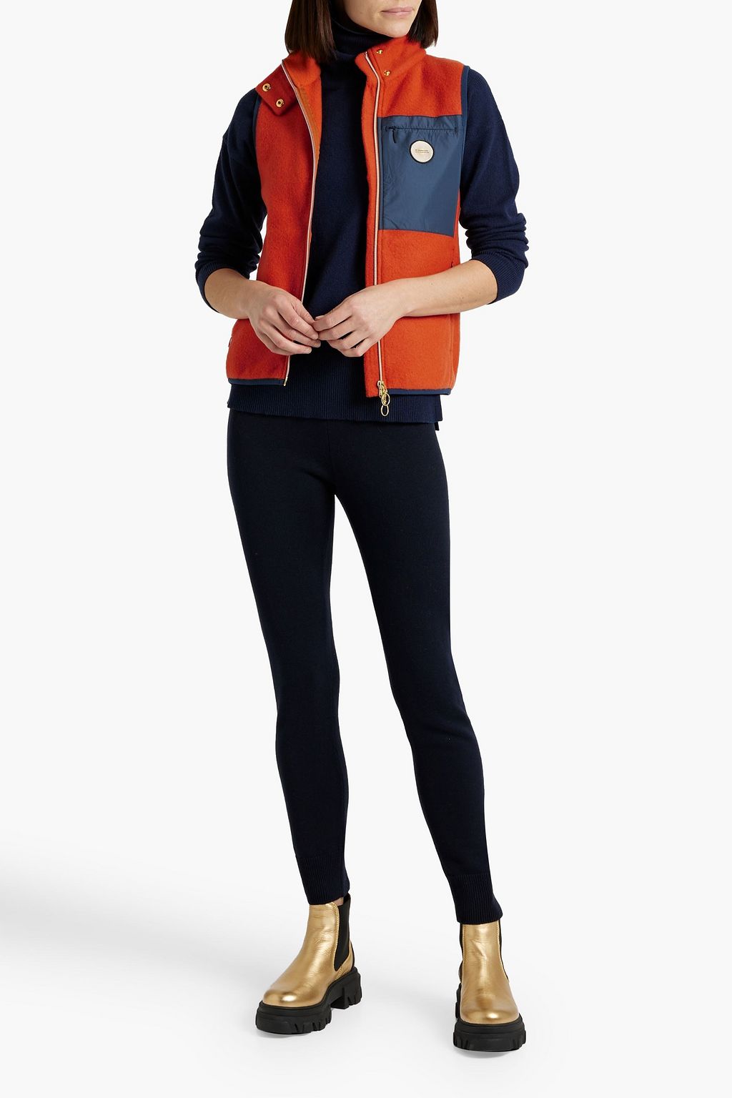 WE NORWEGIANS Shell-trimmed wool-blend fleece vest