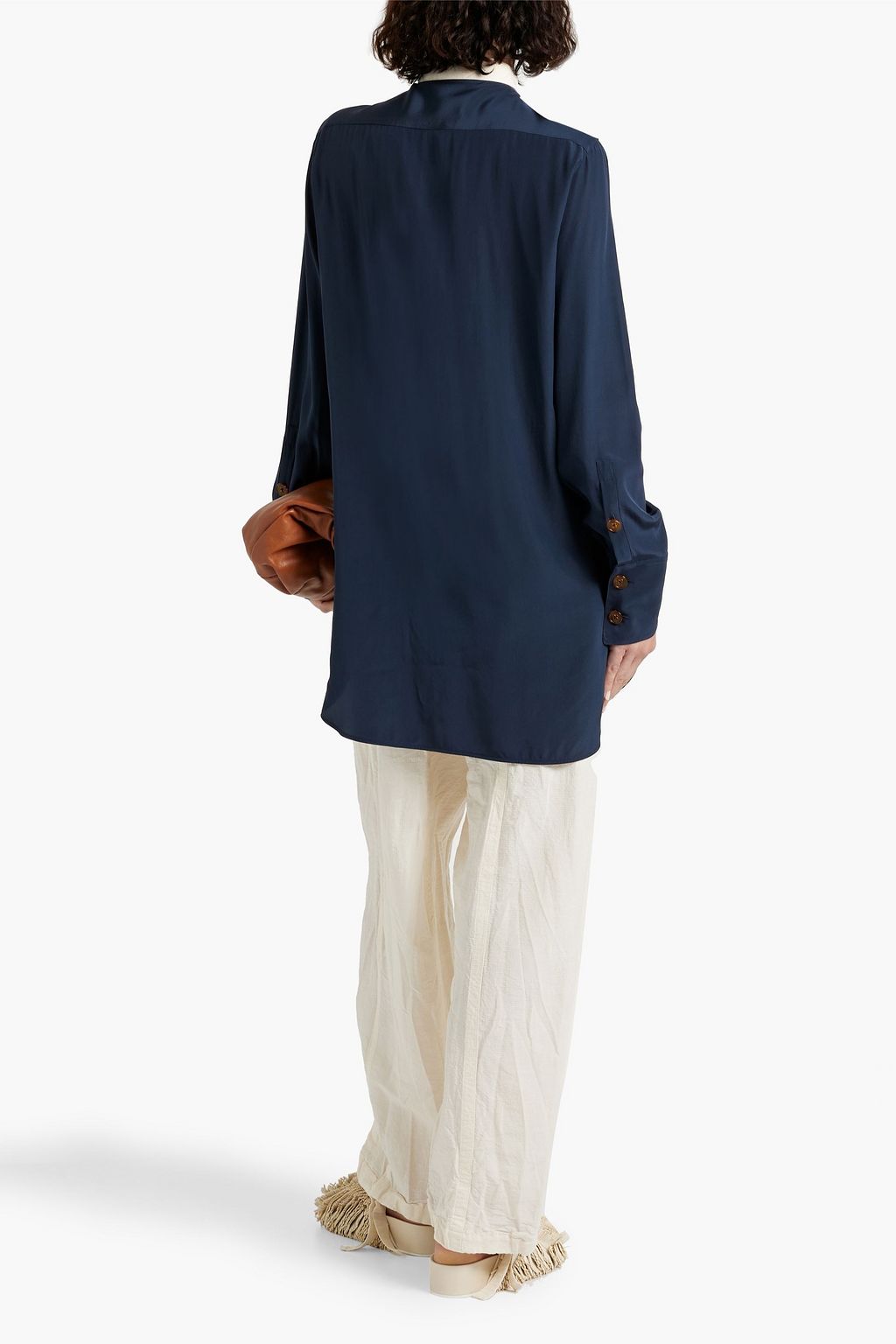 JIL SANDER Crinkled linen and cotton-blend straight-leg pants
