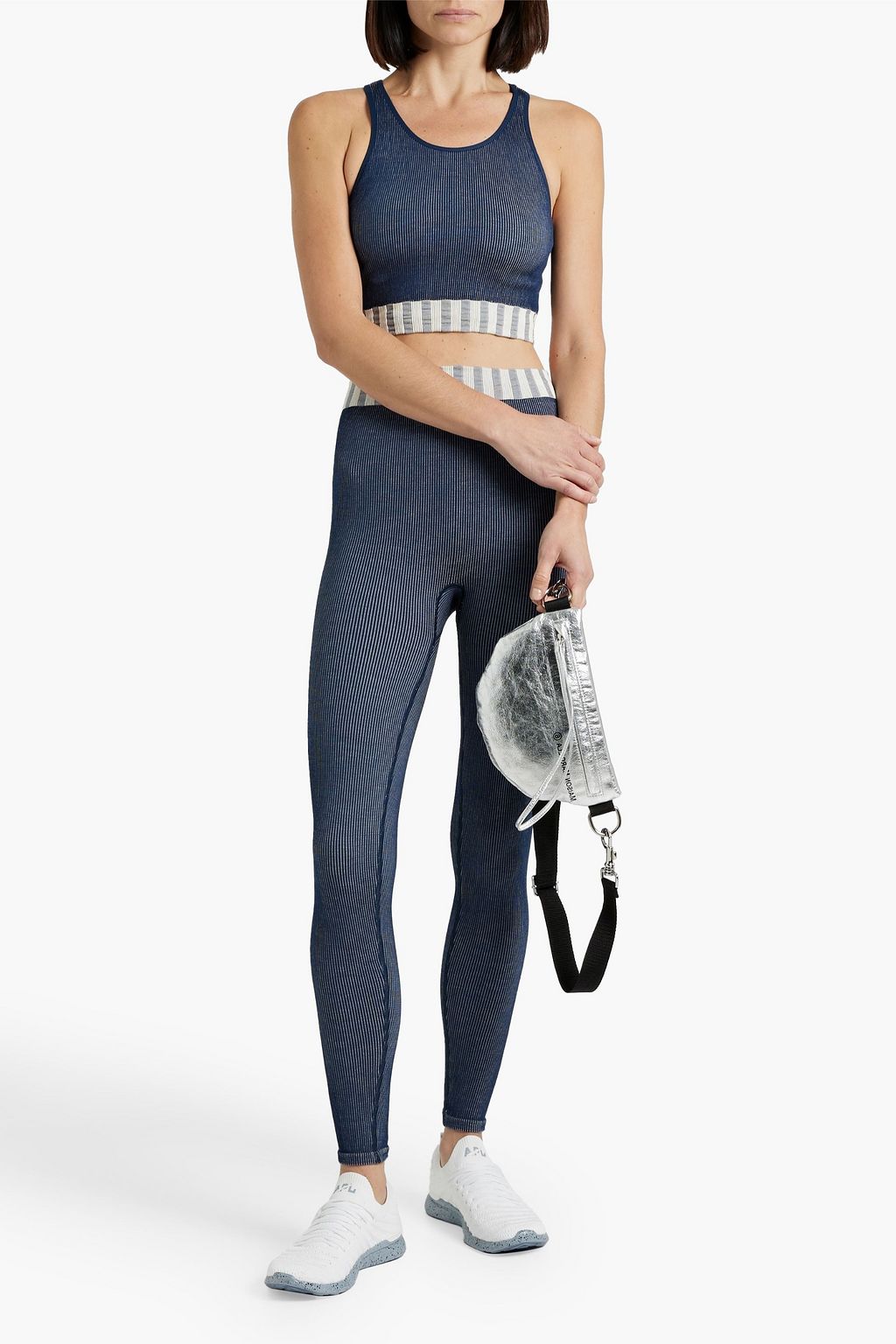 BASERANGE Oleta stripped ribbed stretch-jersey sports bra