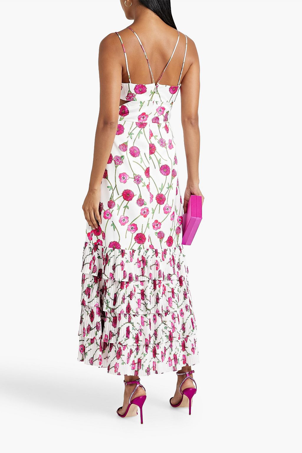 AMUR Isabelle gestuftes Maxikleid aus Crêpe mit floralem Print
