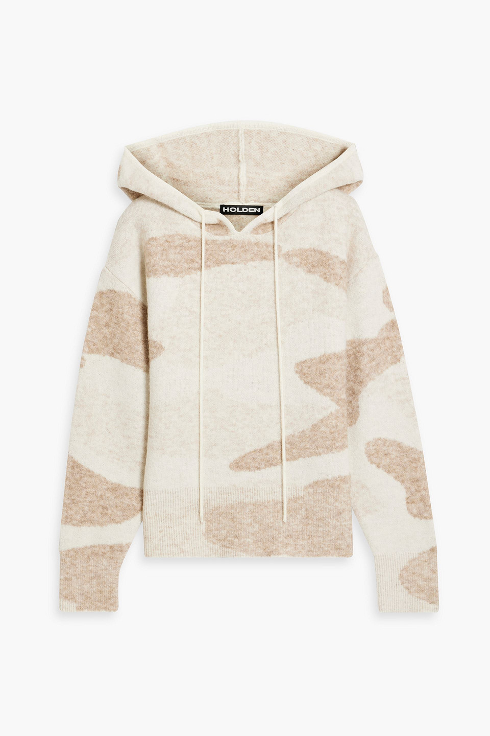 Shop Holden Chalet Brushed Jacquard-knit Hoodie In Beige