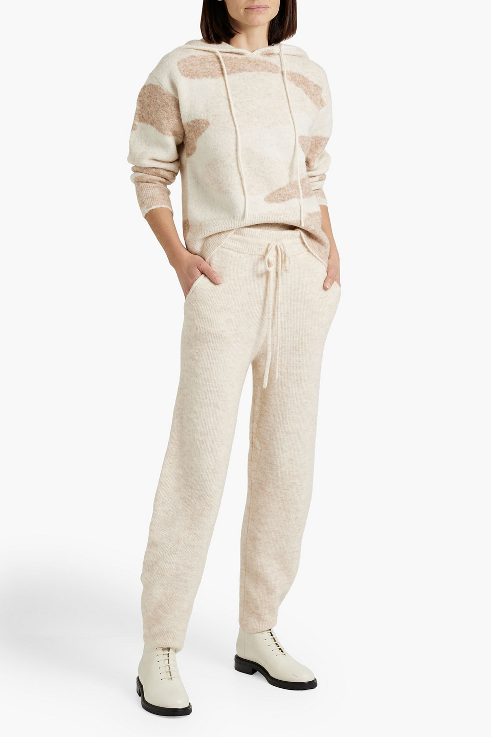 Holden Chalet Brushed Jacquard-knit Hoodie In Beige