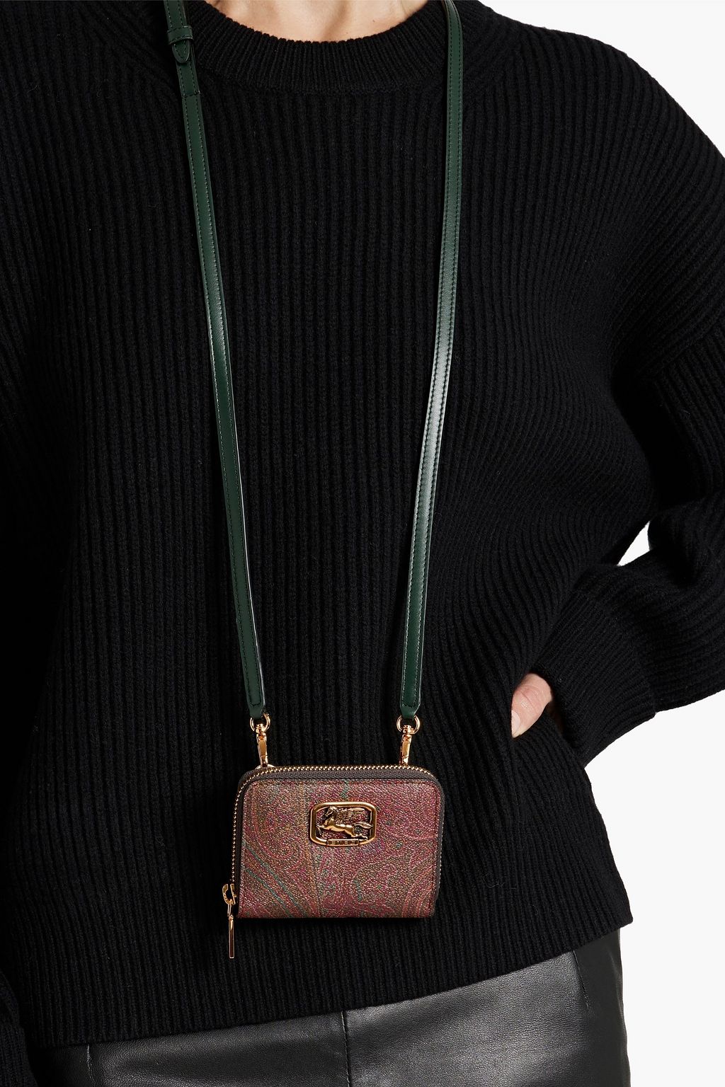 ETRO Paisley-print pebbled-leather coin purse