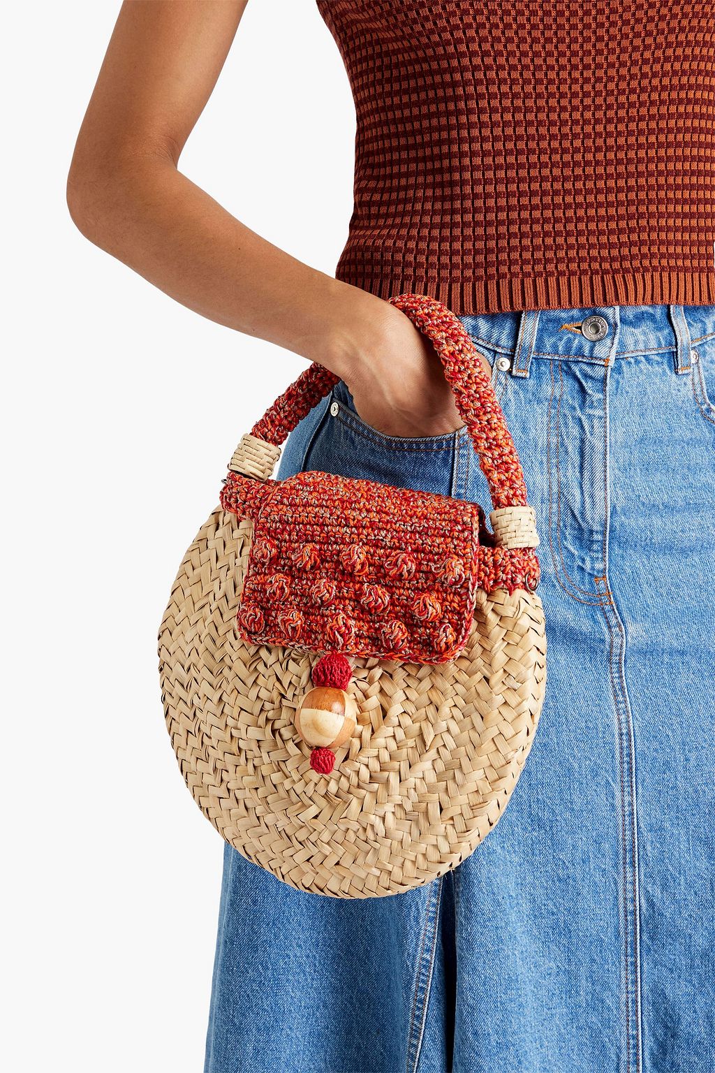 CATARINA MINA Carnaúba crochet and faux raffia tote