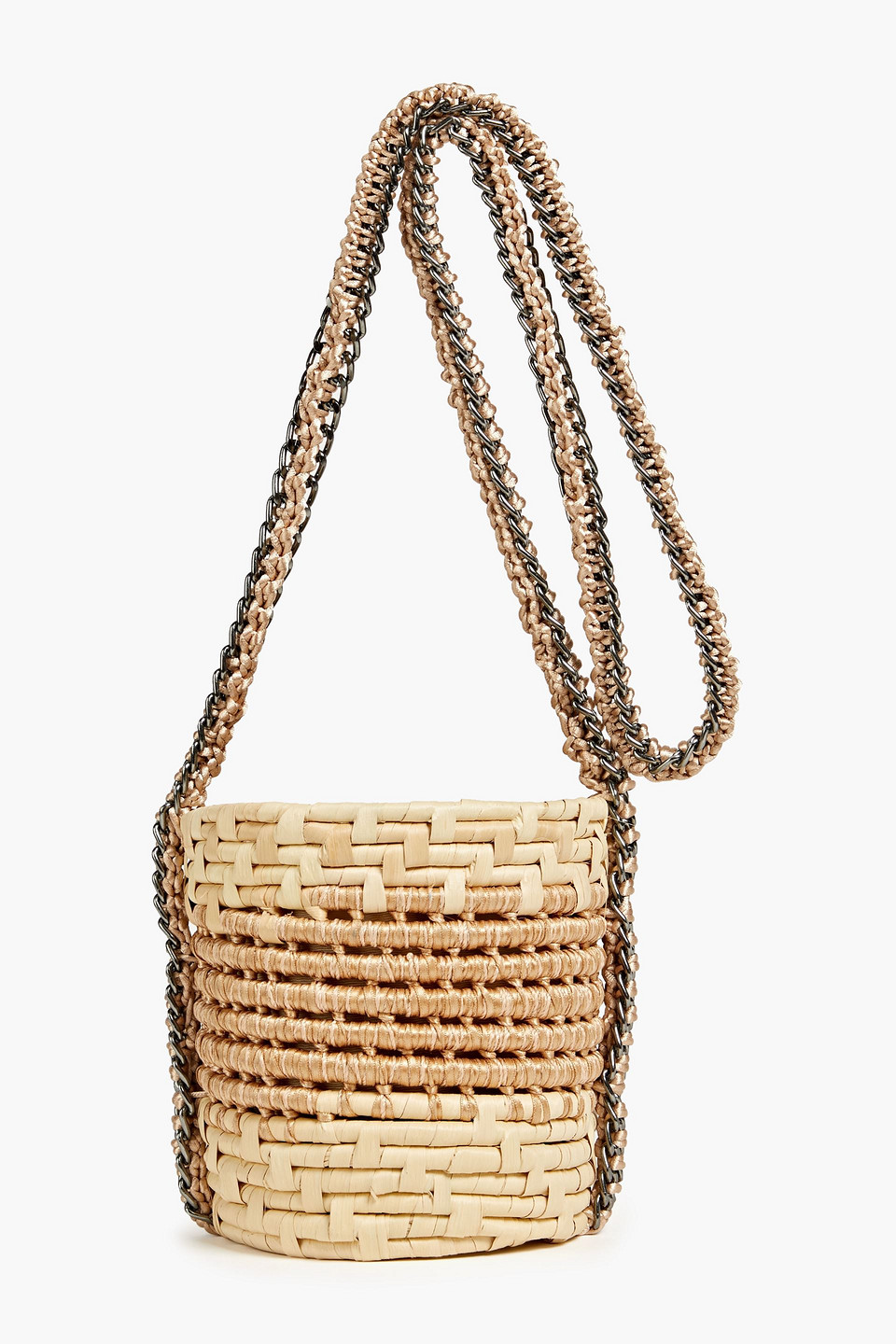 Catarina Mina Areia Faux Raffia Bucket Bag