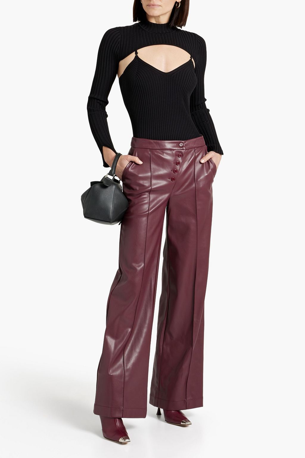 SIMKHAI Fleur layered ribbed-knit turtleneck top