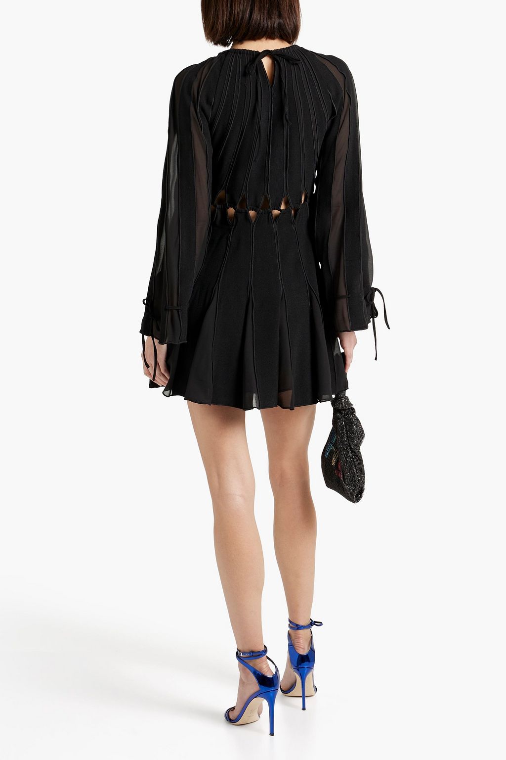 SIMKHAI Chiffon-paneled cutout crepe mini dress
