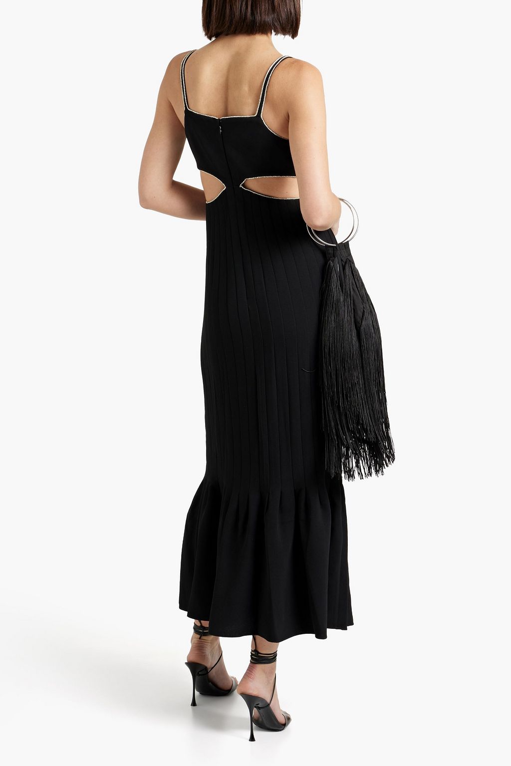 SIMKHAI Ayla crystal-embellished cutout crepe midi dress