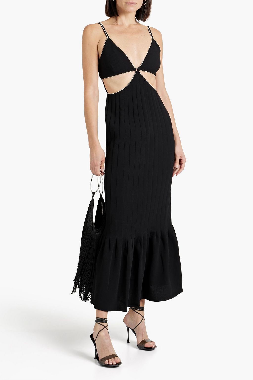 SIMKHAI Ayla crystal-embellished cutout crepe midi dress