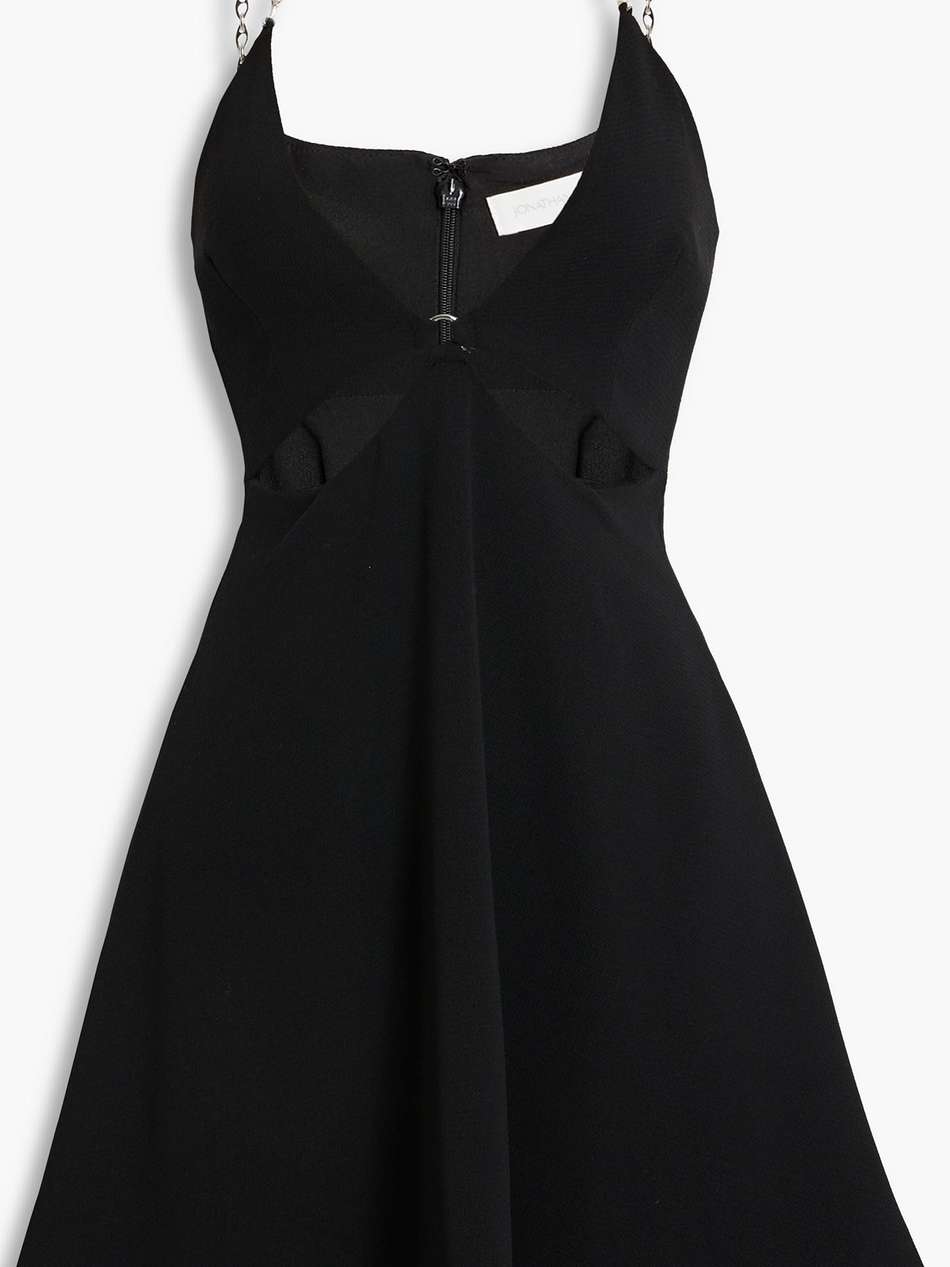 embellished cutout crepe mini dress