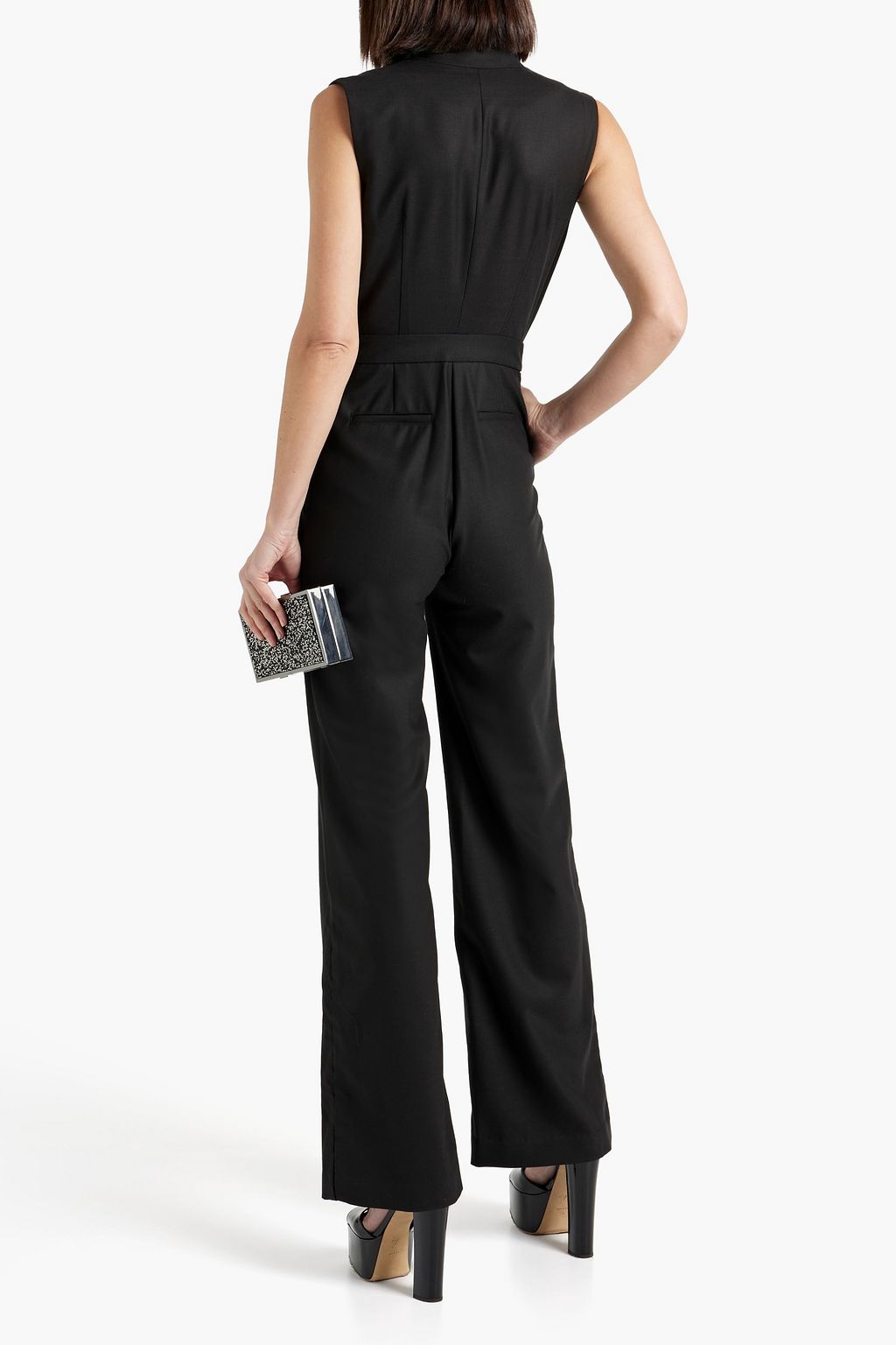 SIMKHAI Reyna satin-trimmed twill wide-leg jumpsuit