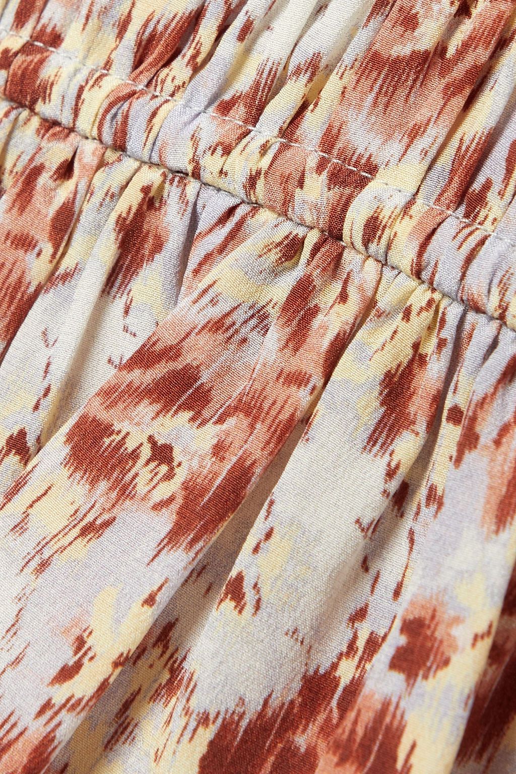 ULLA JOHNSON Nora pleated floral-print silk crepe de chine top