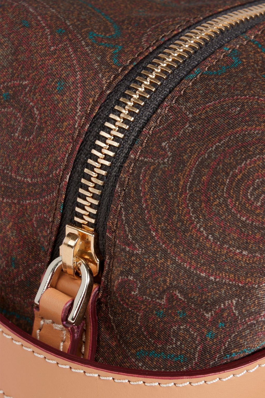 ETRO Leather-trimmed paisley-print shell wash bag