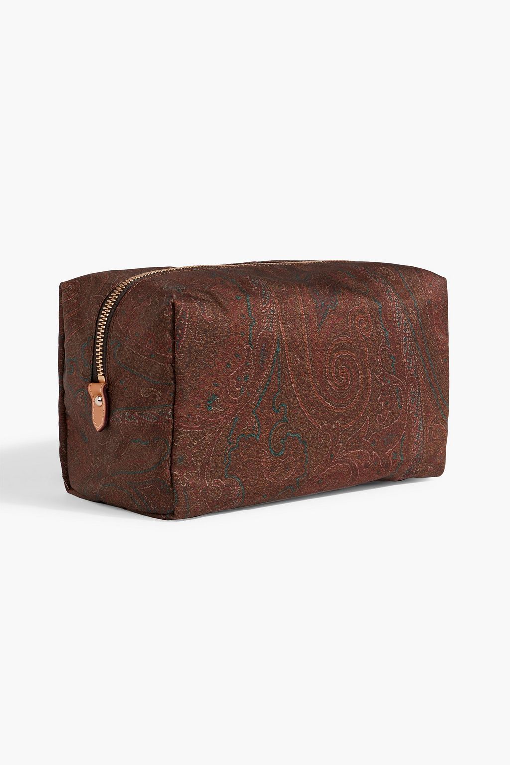 ETRO Leather-trimmed paisley-print shell wash bag
