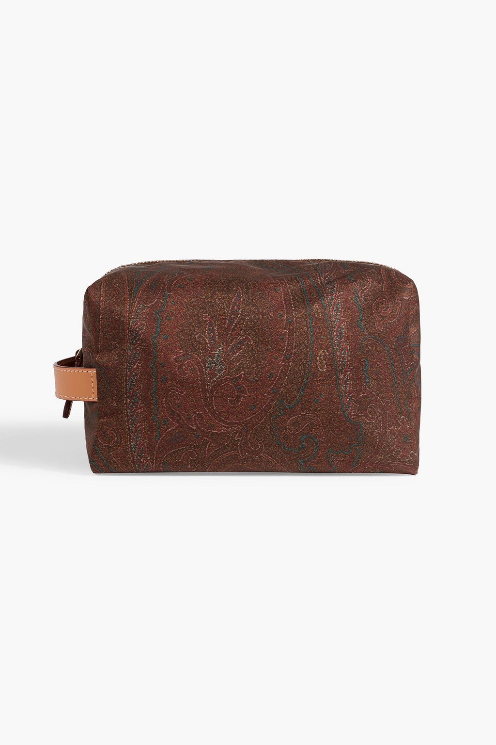 ETRO Leather-trimmed paisley-print shell wash bag