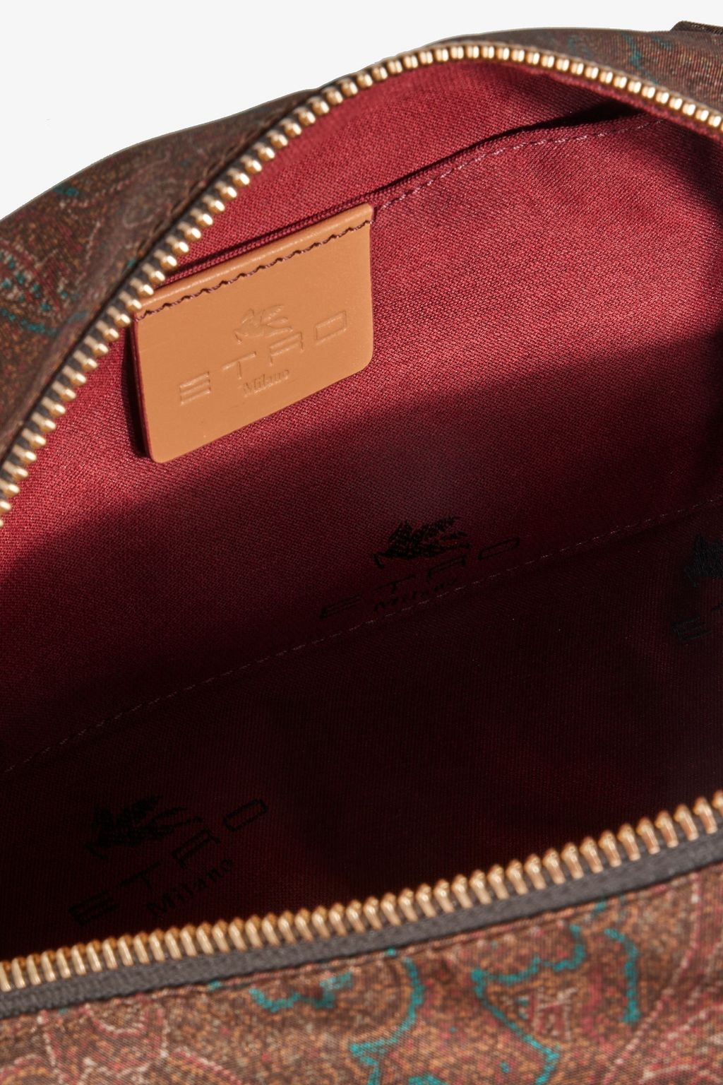 ETRO Leather-trimmed paisley-print shell wash bag
