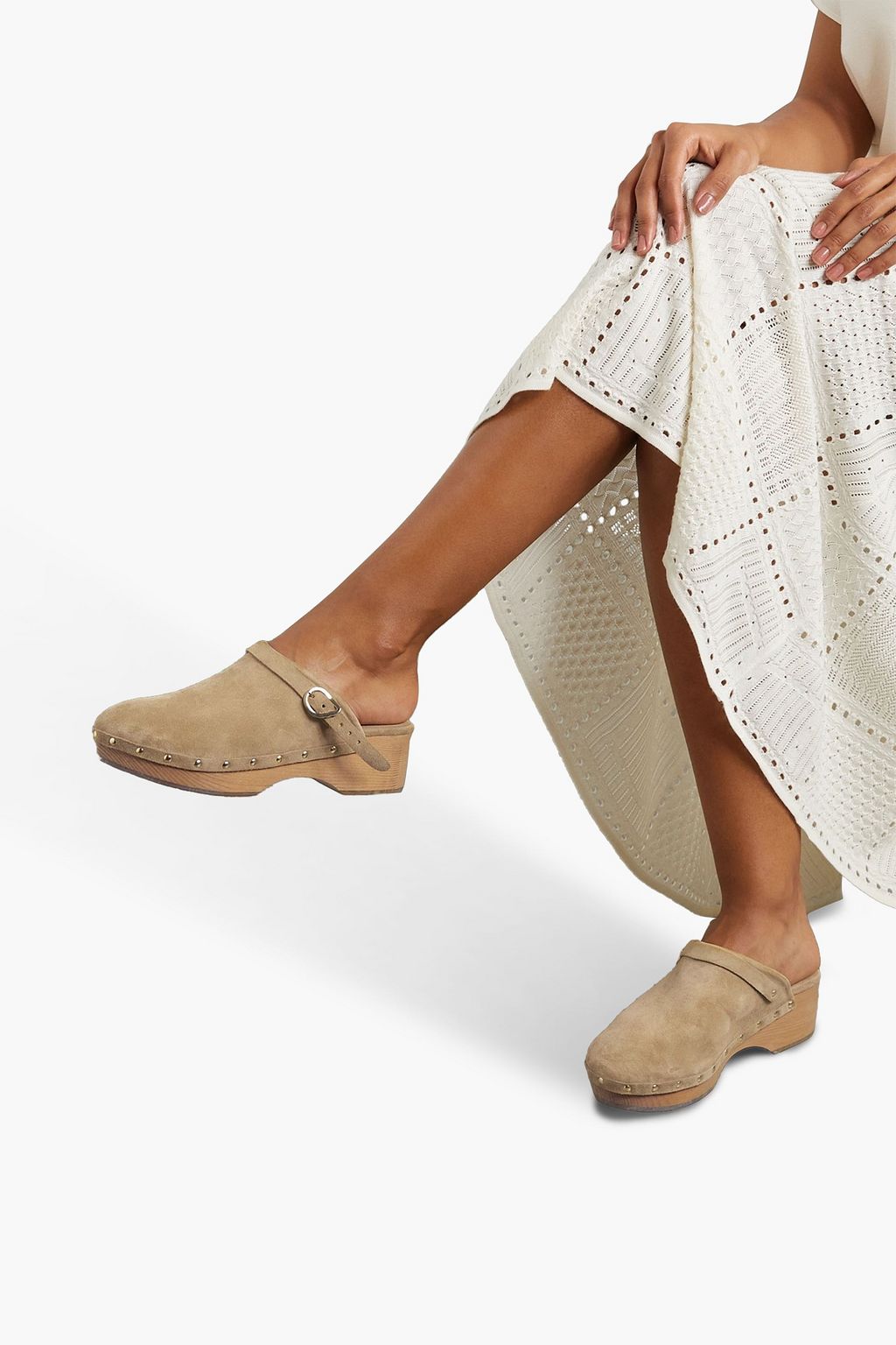 ANCIENT GREEK SANDALS Classic studded suede platform clogs