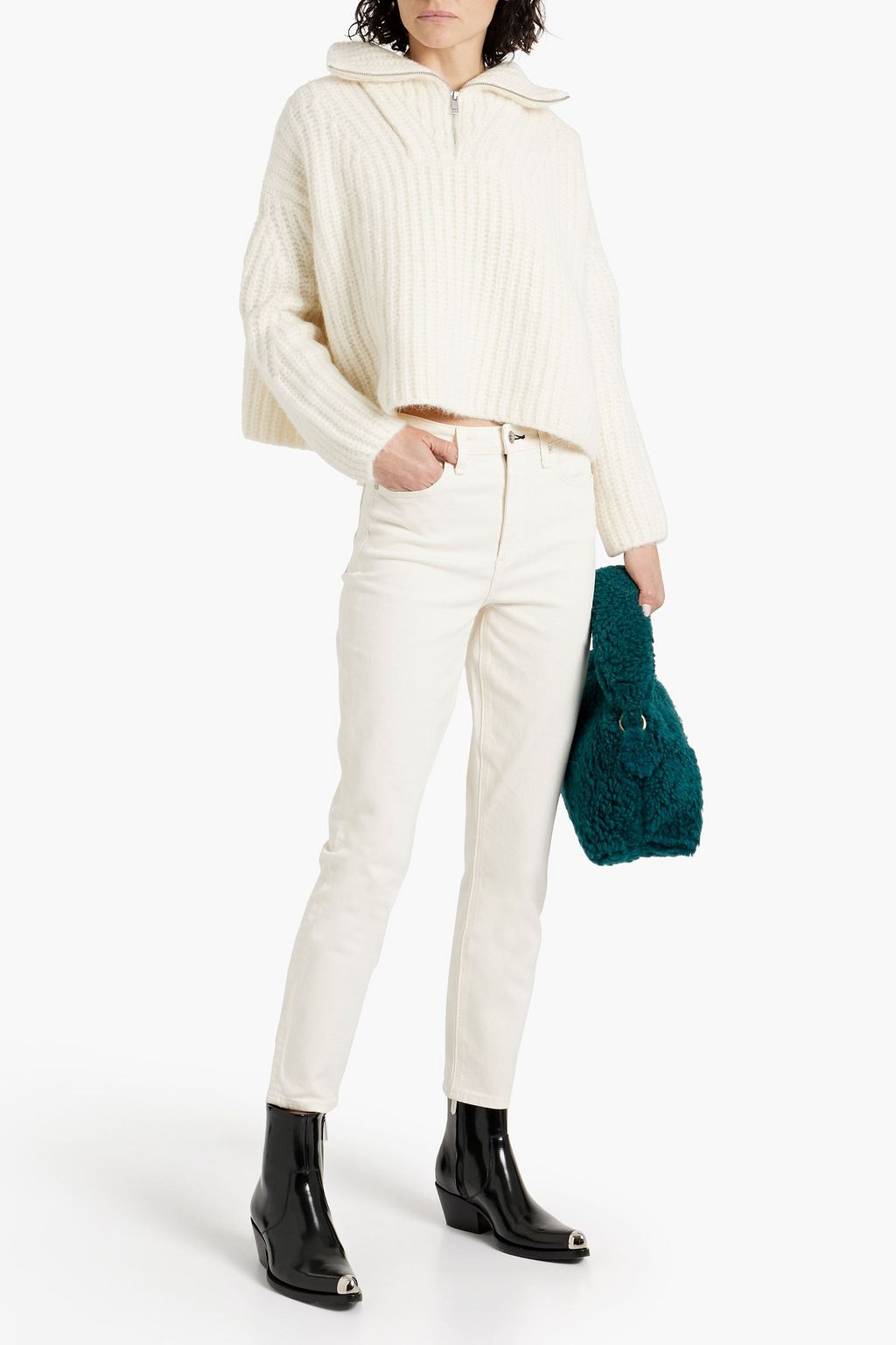 RAG & BONE جينز قصير بأرجل مستقيمة وخصر عالٍ