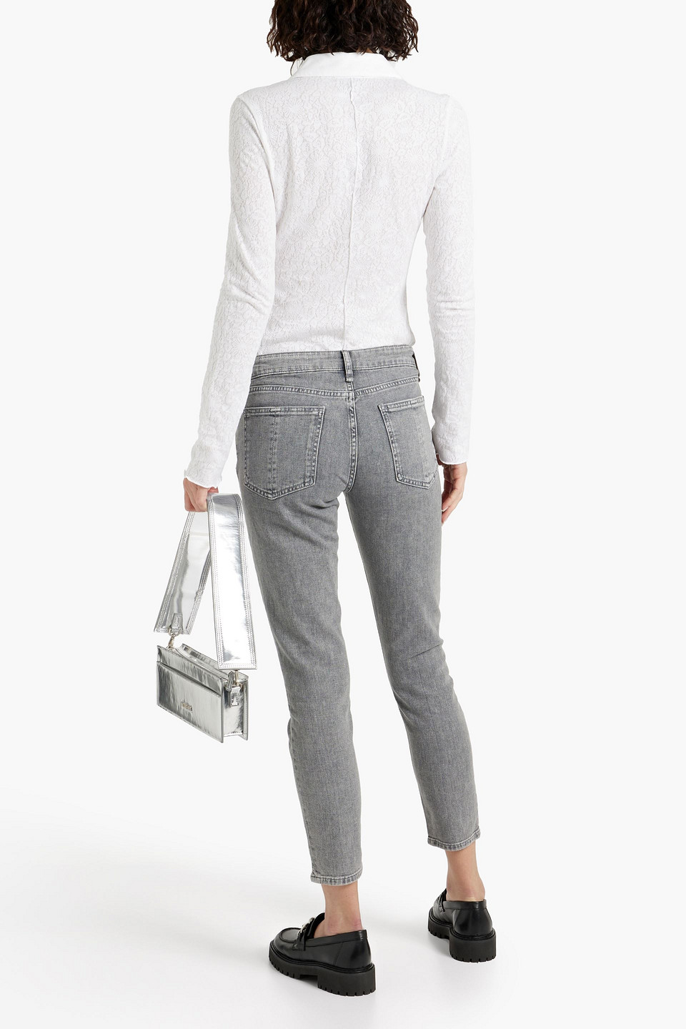 Shop Rag & Bone Cate Cropped Mid-rise Skinny Jeans In Gray