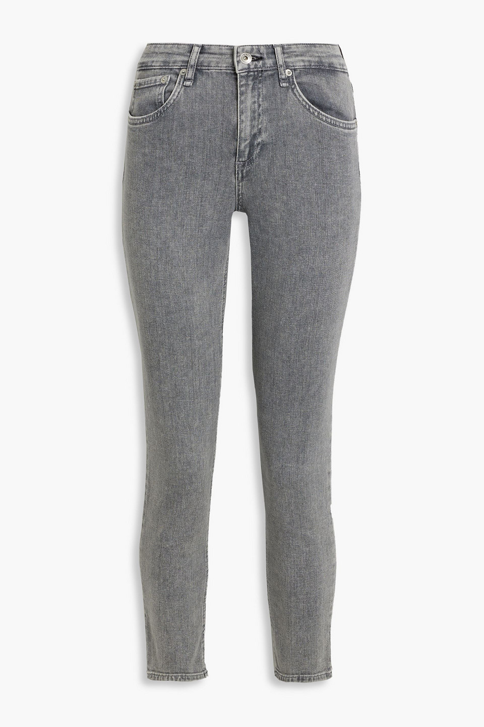 Shop Rag & Bone Cate Cropped Mid-rise Skinny Jeans In Gray