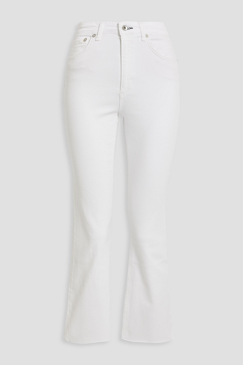 Shop Rag & Bone Nina Frayed High-rise Kick-flare Jeans In White