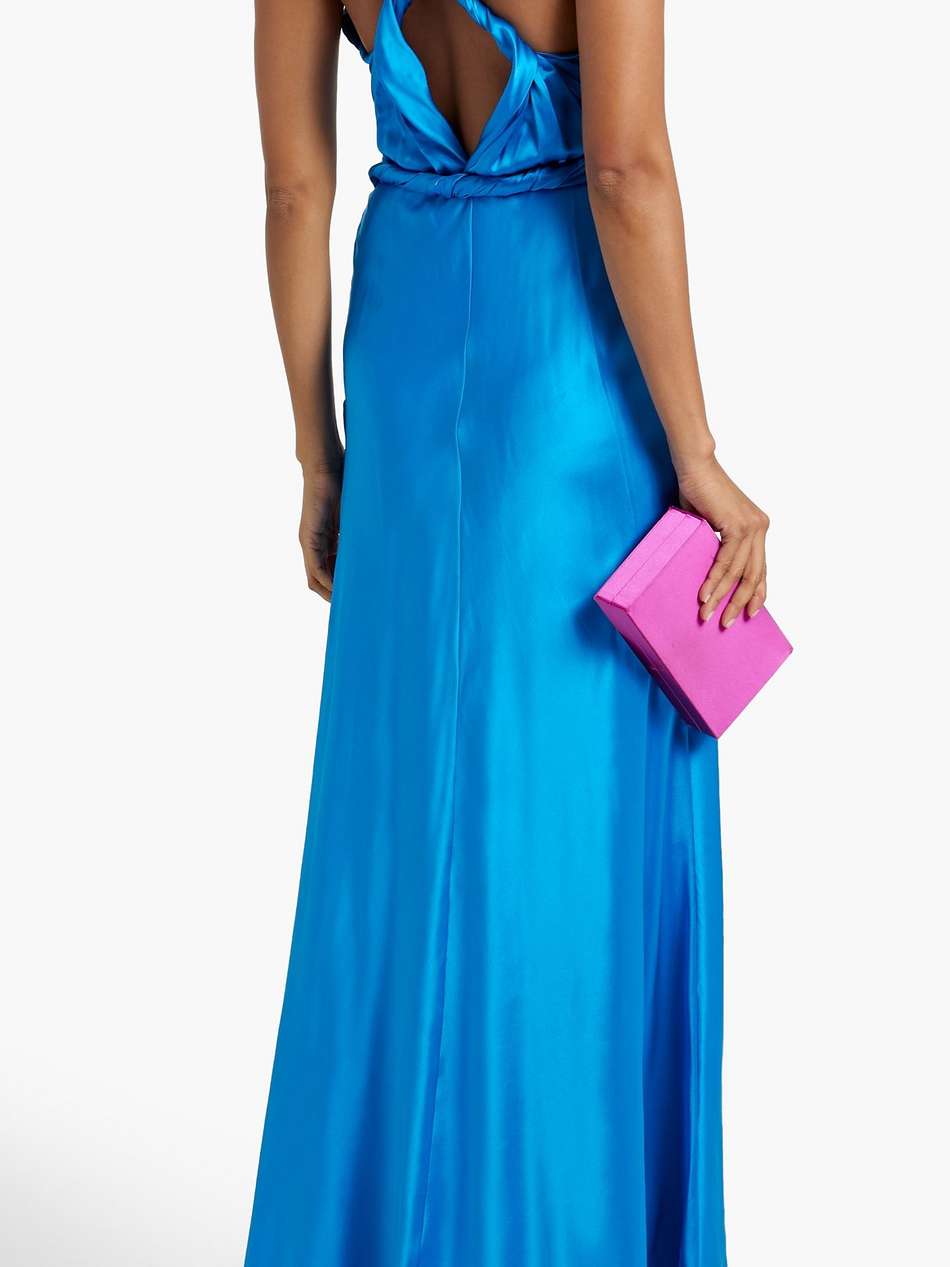 likai twisted silk-satin gown