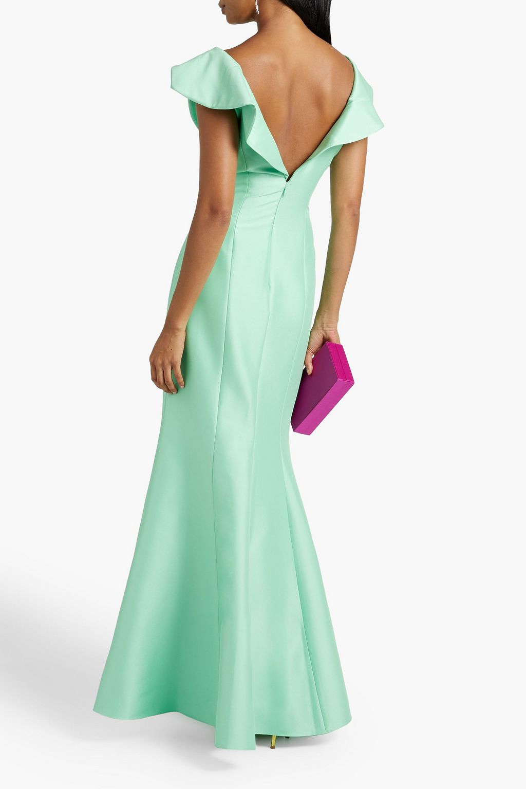 BADGLEY MISCHKA ファイユ ロングドレス ドレープ入り