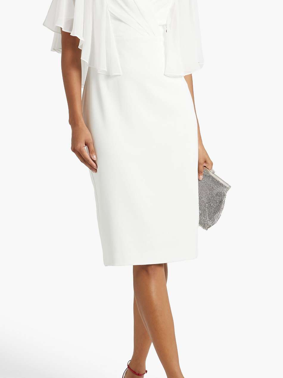 wrap-effect chiffon-paneled crepe dress