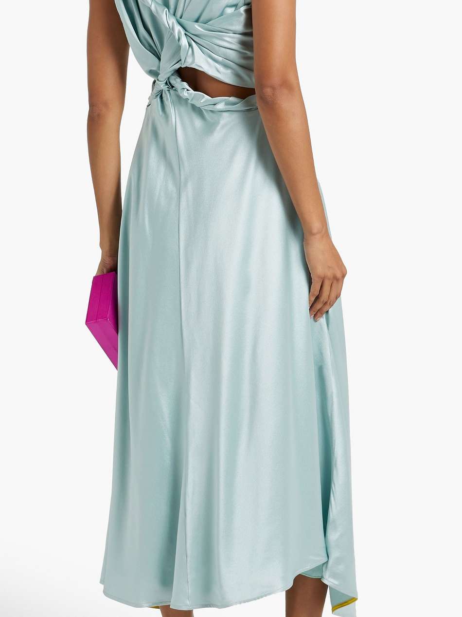 brida twisted cutout silk-satin midi dress
