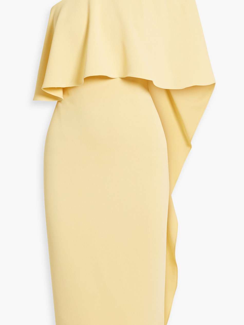 one-shoulder layered crepe dress