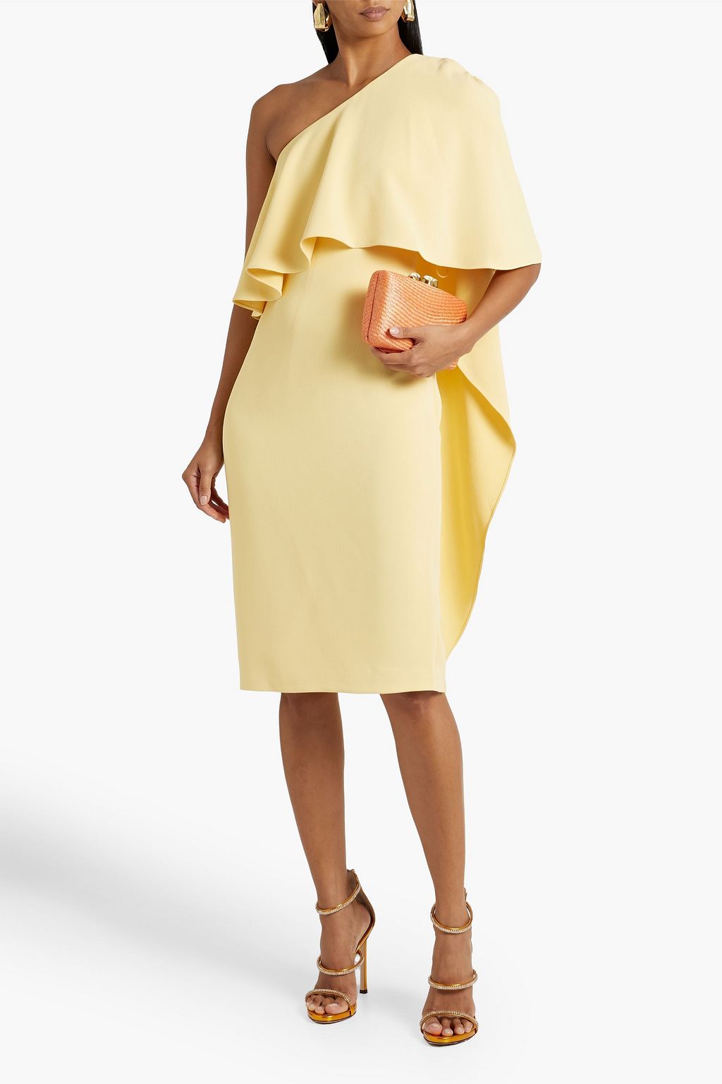 BADGLEY MISCHKA One shoulder layered crepe dress THE OUTNET
