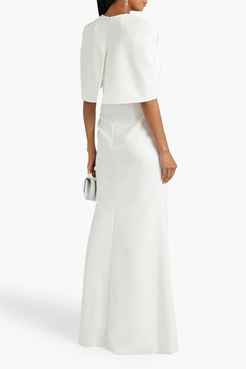 JENNY PACKHAM Cape-effect embellished crepe bridal gown
