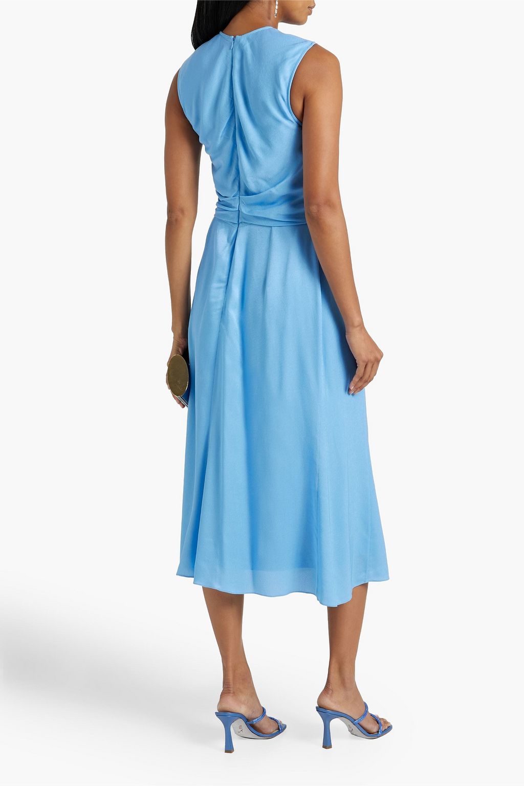 VICTORIA BECKHAM Draped cupro-blend twill midi dress
