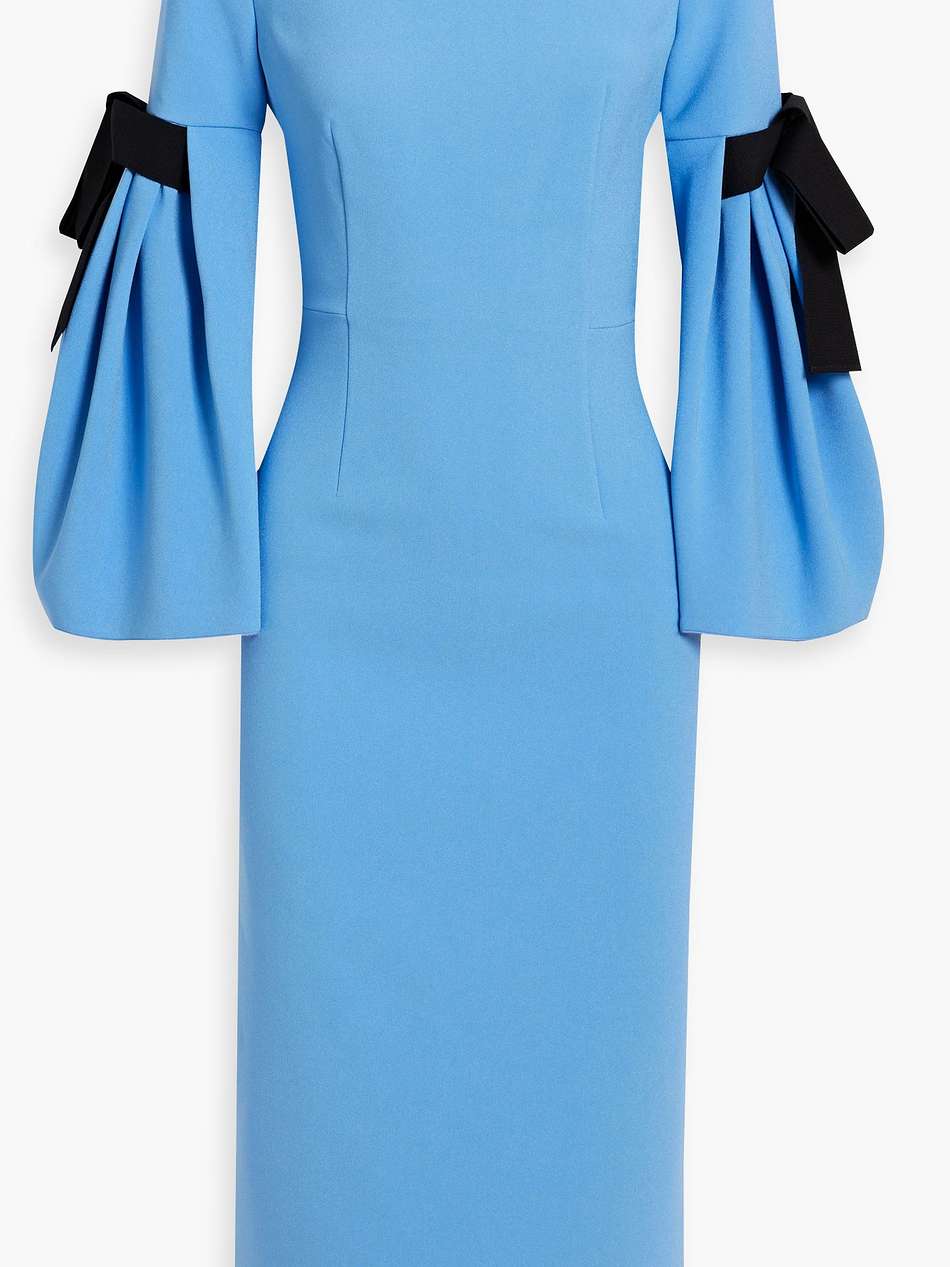 venturi bow-detailed crepe midi dress
